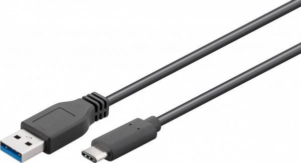 USB 3.2 A-Stecker an USB-C SuperSpeed Kabel 1m schwarz